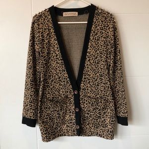Leopard cardigan with studded shoulders